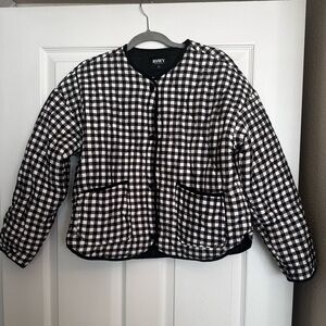 Black and White Checkered Puffer Quilted Jacket